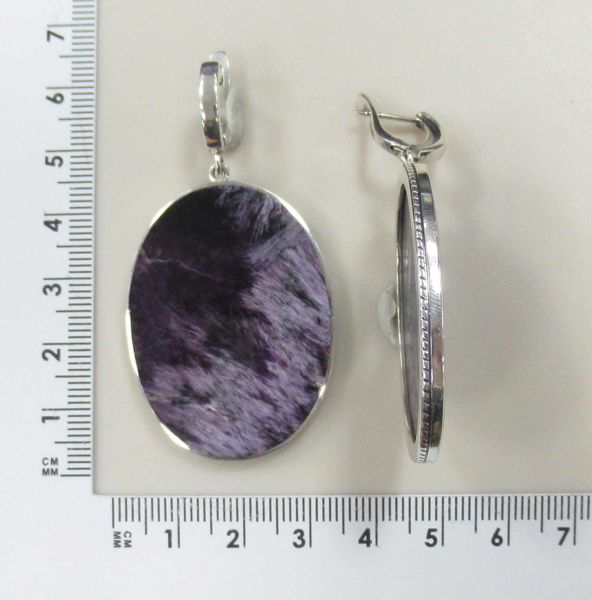 Серебряные серьги с чароитами